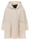 Pinko Short Cape Coat With Padded Down Jacket In Beige