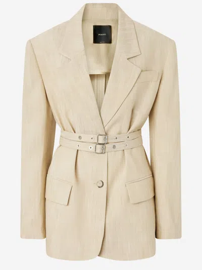 PINKO BEIGE OVERSIZED CANVAS BLAZER