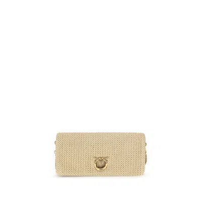 Pinko Beige Polypropylene Shoulder Bag In Neutral