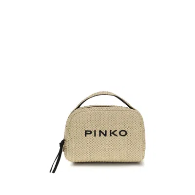 Pinko Beige Raffia Wallet In Nude