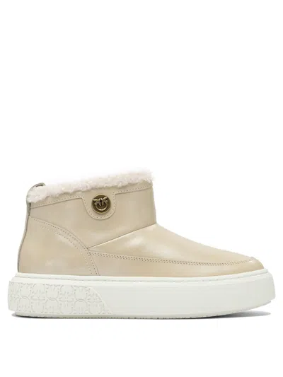 Pinko Beige Rubber Ankle Boots In Neutral