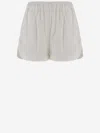 Pinko Linen Shorts With Elastic Waistband And Back Pocket In Beige