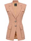Pinko Single-breasted Twill Waistcoat In Beige