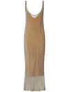 Pinko Sequinned Mermaid Dress With Openwork In Beige