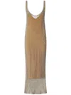 Pinko Sequinned Mermaid Dress With Openwork In Beige