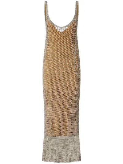 PINKO BEIGE 'VIGGIANO' MESH MIDI DRESS