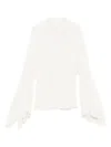 Pinko White High Neck Shirt With Flared Sleeves In White