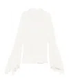 Pinko White High Neck Shirt With Flared Sleeves In White