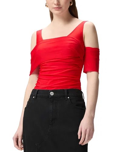 Pinko Bella Vera Cold Shoulder Bodysuit In Formula  Red