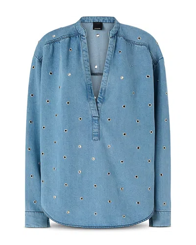 Pinko Bellicoso Blusa Light Denim Shirt In Blue