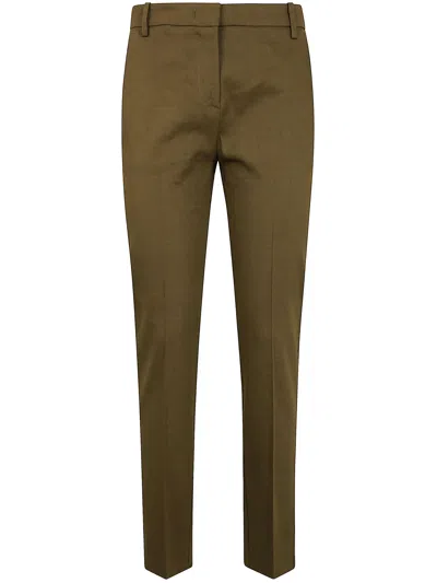 Pinko Bello Linen Stretch Trousers In Military Olive