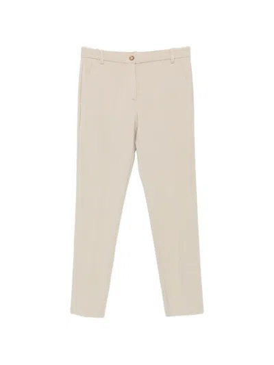 Pinko Bello Pressed-crease Belt-loop Trousers In Neutral