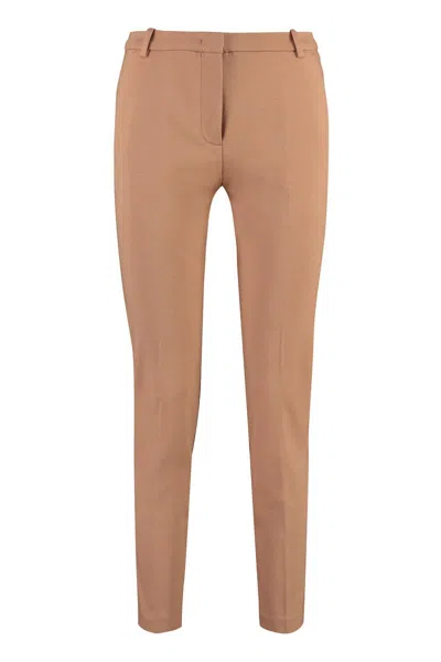 Pinko Trousers With Slit At The Back In Tawny-brown Beige