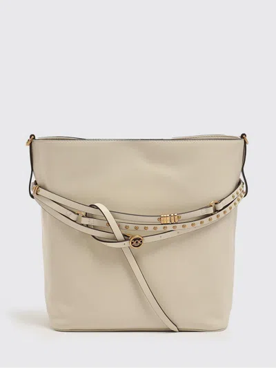Pinko Belt Bag Leather Bucket Bag With Micro Studs In Neutral