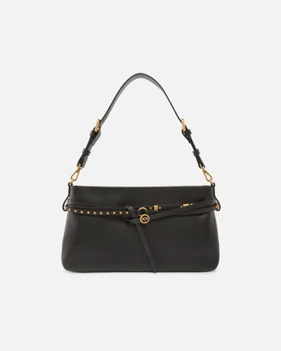 Pinko - Sac Porté Épaule Moyen Belt Bag En Cuir In Black
