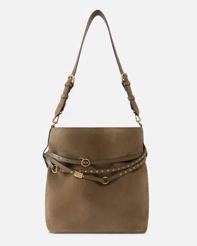 Pinko - Belt Bag Medium Shoulder Bucket Bag In Suede In Brown