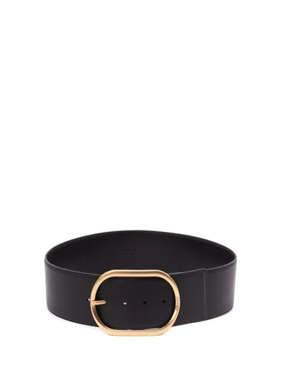 Pinko Buckled Leather Belt In Black