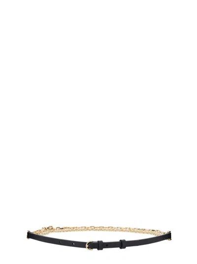 Pinko Belt Chains H 0,8 Vitello Seta In Black