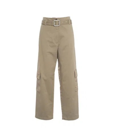 Pinko Belted Cargo Trousers In Beige