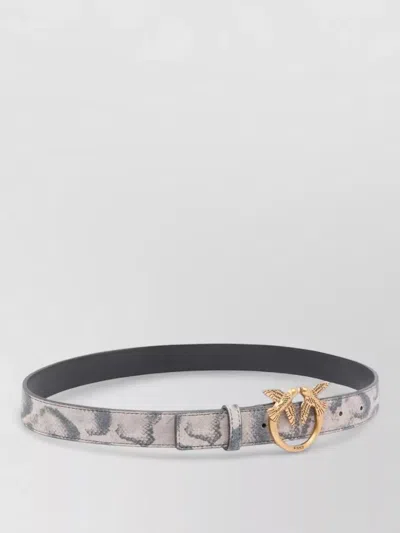 Pinko Belt Goldtone Buckle Nylon Silk Snake In Brown