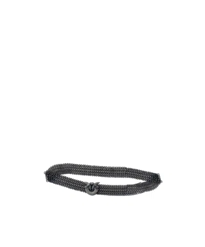 Pinko Belt H2,5 Strass Buckle Mettal Mesh In Black