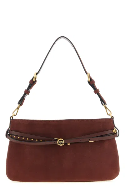 Pinko Medium Belt Suede Shoulder Bag In Red