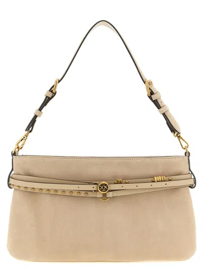Pinko Belt Medium Shoulder Bag In Neutral
