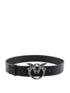 Pinko Love Bird Buckle Belt In Nero-old Silver