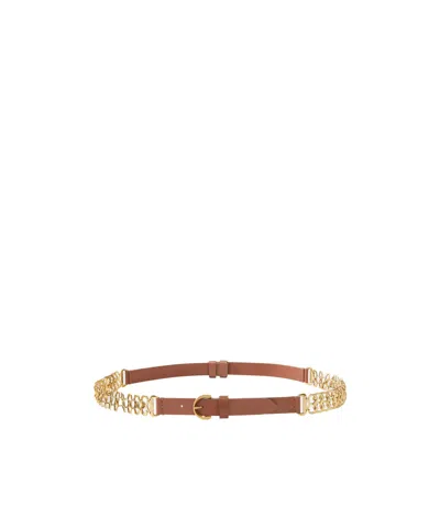 Pinko Belt With Chain Insert, 2 Cm In Brown