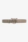 Pinko Love Berry H3 Leather Belt In Beige - Walnut-colour-block