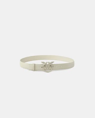 Pinko Belt With Colored Buckle 3cm In Blanc + Blanc-color Block