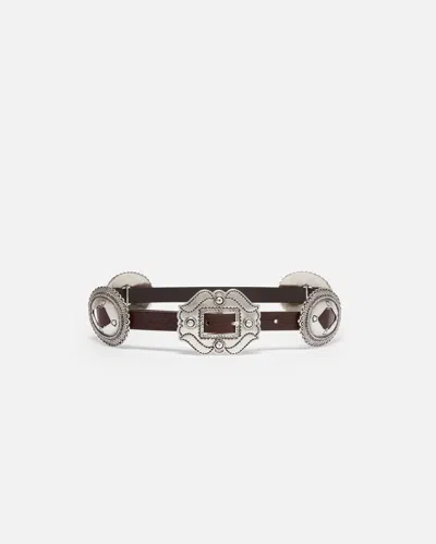 Pinko Belt With Large Buckle In Tête-de-nègre-vieil Argent