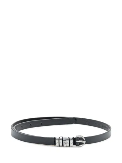Pinko Belt With Signature Logo In Nero Limousine Silver