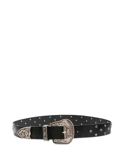 Pinko Belt With Silver Details And Crystals In Black