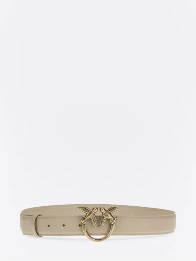 Pinko Berry Leather Belt In Neutral