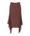 Pinko Asymmetrical Midi Skirt In Chestnut In Red