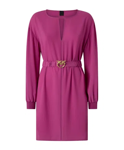 Pinko Belted Balloon-sleeve Mini Dress In Pink