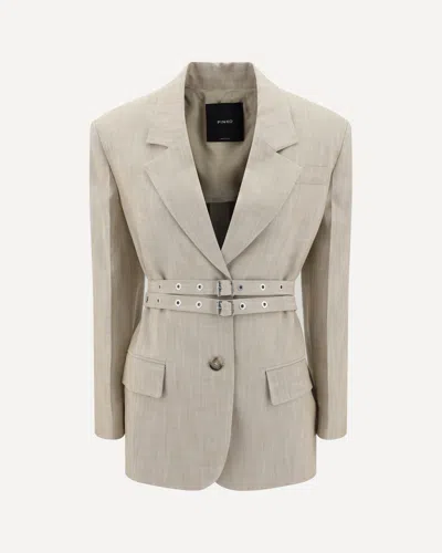 Pinko Belted Blazer In Neutral