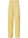 Pinko Belted Butter Yellow Trouser With Layered Details In Yellow