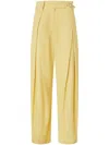 Pinko Belted Butter Yellow Trouser With Layered Details In Yellow