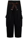 Pinko High-waist Cropped Cargo Trousers In Black