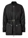 Pinko Long Technical Satin Bomber Jacket In Black