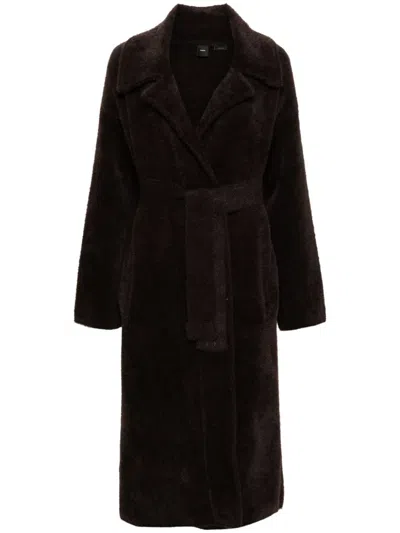 Pinko Belted Coat In Brown