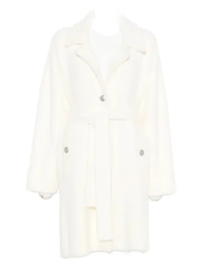Pinko Button-up Belted Coat In White