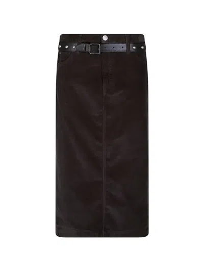 Pinko Belted Corduroy Skirt In Brown