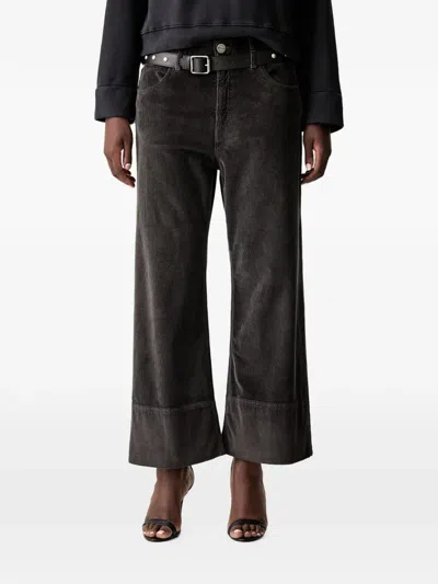 Pinko Belted Corduroy Trousers In Gray