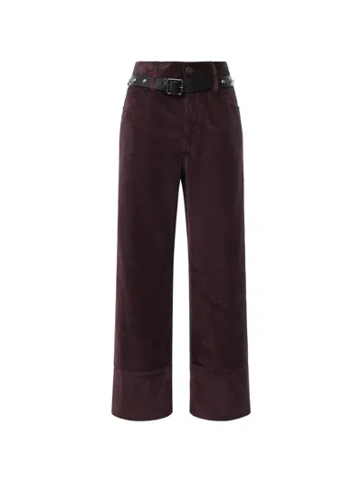 Pinko Belted Corduroy Trousers In Purple