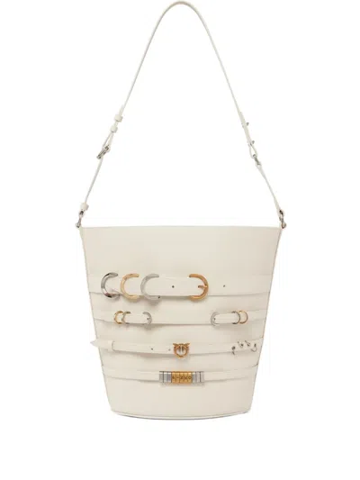 Pinko Belted-detail Bucket Bag In White
