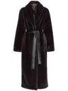 PINKO BELTED FAUX-FUR COAT