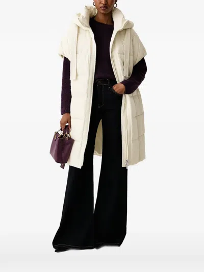 Pinko Belted Hooded Puffer Coats In Neutral